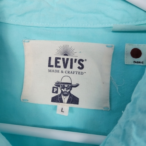 Levi's x Poggy's Collab Men's Large Blue Long Sleeve Shirt Pearl Snap Button Up - Picture 2 of 7